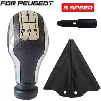 Chrome 5 Speed Gear Shift Knob for Peugeot 307, 206, 207, 308, 5008 & Citroen