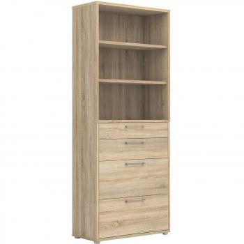 Oak Bookcase with 2 Shelves, 2 Drawers, and 2 File Drawers