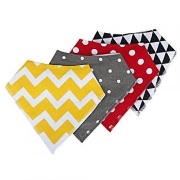 4 pack of Baby Bandana Drool Bibs, Super Absorbent Organic Cotton Gift Set