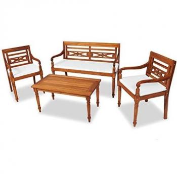 VidaXL Set da esterno in teak massiccio con cuscini, 4 elementi