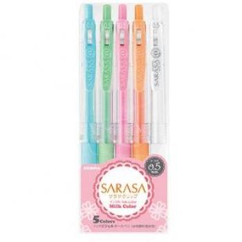Zebra Sarasa Milky färgpennor 5-pack
