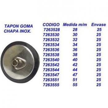 Tapon de Lavabo Ecológico (Goma) 55 mm + Chapa Inox 7263555