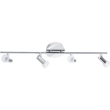 Abat-jour Verre Blanc Chromé – Lampe Spot 4×LED – 4,6 W – 78 × 14 cm