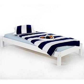 Lit en pin massif blanc Taifun 90x200 cm pour adulte