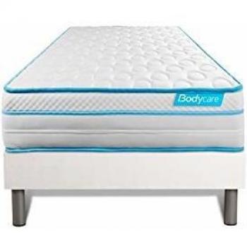 Matelas 90x190 BodyMax avec Micro Ressorts ensachés et mémoire de Forme + sommier Blanc
