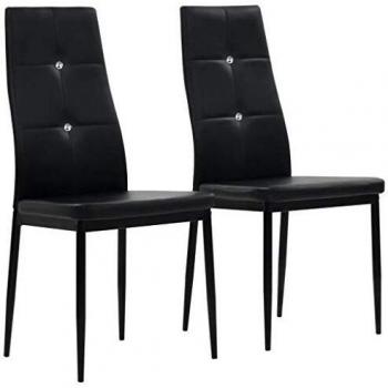 Sillas de comedor 2 unidades en cuero negro