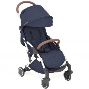 Ickle Bubba Compact Stroller with UPF 50 Hood and Rain Cover, Denim Blue on Silver Frame