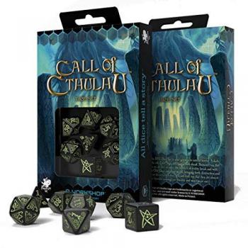 Eldritch Nightshade Dice Set (Black & Luminescent) – 7pcs