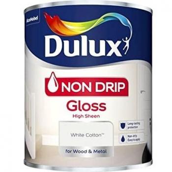 Dulux Non Drip Gloss Paint, 750ml, White Cotton
