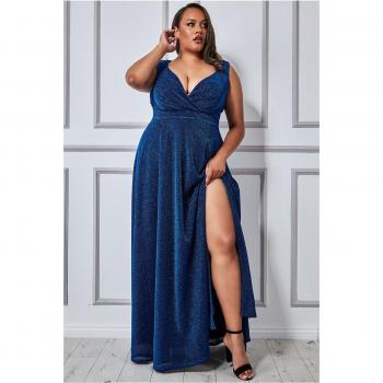 Goddiva's Maxi Dress with Crossover and Glitter Details