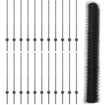 Valla con Poste Gris 1×50 m Acero + PVC – 1 unidad