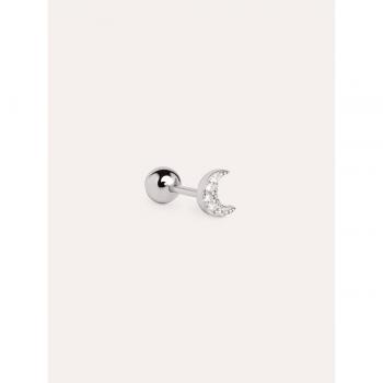 Mini Moon Pendiente de Plata con Baño en Rodio