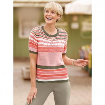 Mehrfarbiger Kurzarm-Ajour‑Pullover – Classic Basics