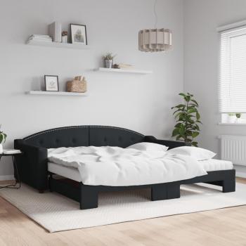 Lit de jour avec matelas noir 100x200 cm et gigogne