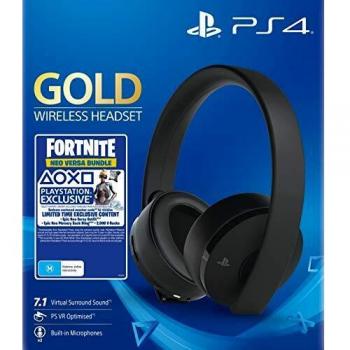 Headset Sony 7.1 Gold Black senza fili, bundle Fortnite Neo Versa per Playstation 4