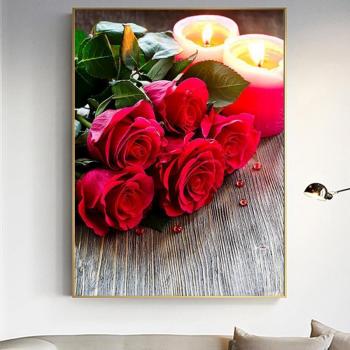 Diamond Rose & Candle Craft Kit, 20x30cm