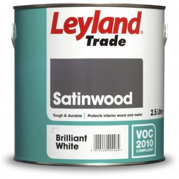 Leyland Trade Satinwood Paint Brilliant White 2.5L