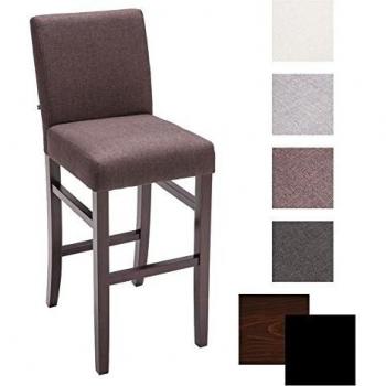 ALVIN Holz‑Barstuhl 75 cm – Stoffbezug Braun, Holz Farbe Cappuccino