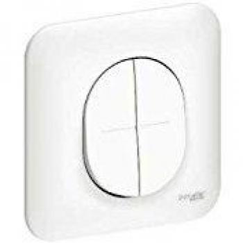 Schneider Electric Ovalis Double poussoir à fermeture fixation par vis Blanc