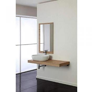 Mensola bagno 120 in Rovere con staffe lavabo e specchio