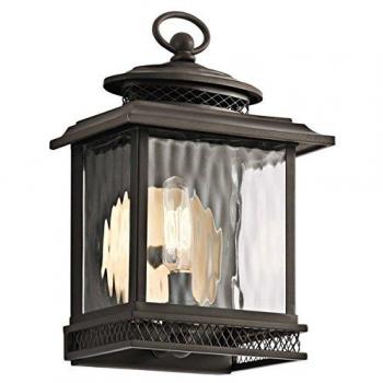 Kichler Pettiford Wandleuchte – E14, 60 W, 26,7 × 19,1 cm, IP44, dimmbar, Altbronze