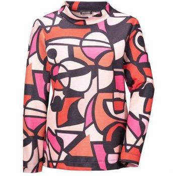 Mustersweatshirt mit Stehkragen, Schwarz/Gemustert, Größe 38, Goldner Fashion