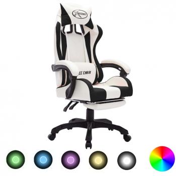 Sonata RGB LED Gaming Table Black/White Artificial Leather