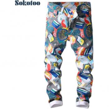 Pantalones Denim con Diseño Geométrico