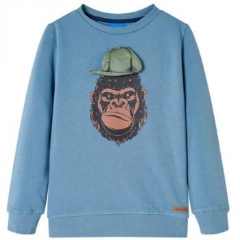 Sudadera Infantil Gorila Manga Larga Cuello Redondo Azul Medio
