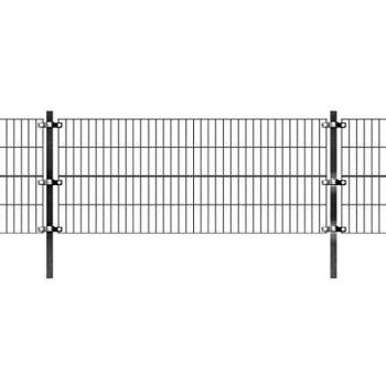 VidaXL Gartenzaun Pfostenfeld Anthrazit Eisen 6 m × 1,2 m – Doppelstabmatten