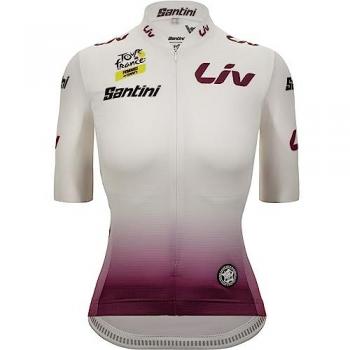 Maillot de ciclismo femenino Tour de Francia 2023, líder jóvenes, color blanco, corte Sleek, talla S