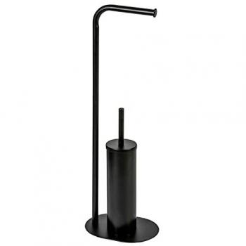Showerdrape Aspen Freestanding Toilet Roll Holder & Brush Black