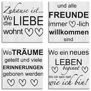 Wanddekoration Artland »Wo die Liebe wohnt 1-4«, 4er Set, verschiedene Größen
