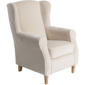 Max Winzer Lorris Sessel – Creme‑Samtvelours mit Ohrkissen