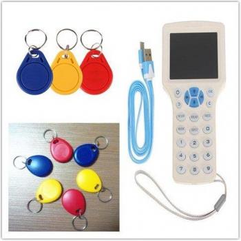 10 Frequency RFID Cloner with 5pcs 125Khz T5577 EM4305 Writable Tokens and 5pcs 13.56mhz UID Keys