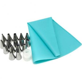 Set DIY Pasteles: 16 Uds. Boquillas Rusa y 14 Uds. Acero Inoxidable con Bolsa Hojaldre