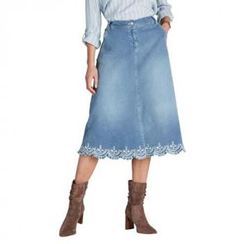 Light Blue Amber Embroidered Hem Skirt