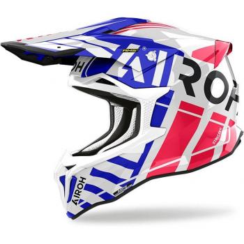 Crosshelm Airoh Strycker Brave Blau-Rot Glänzend XL