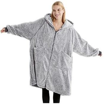 Bedsure Felpa Coperta a Maniche – 100×78 cm, Poliestere Grigio