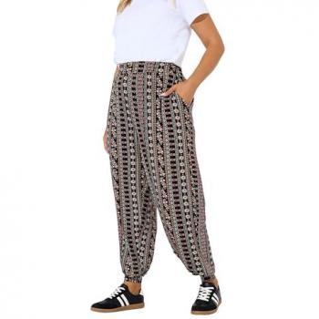 Pantalon harem à imprimé floral folk