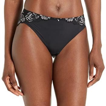 Culotte classique en maille douce et broderie florale bicolore ? Noire Fantasie