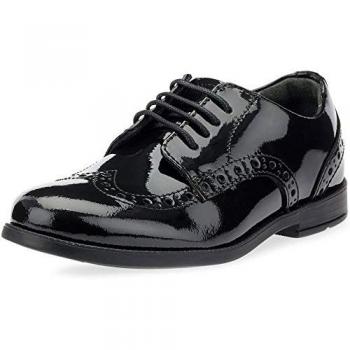 Start Rite Girls' Black Brogue Vegan Lace‑Up School Shoes – Size UK 12.5