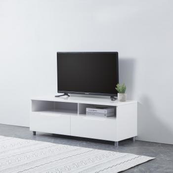 Winston Porter Highbridge 2 Drawer TV Stand with Storage, High Gloss White