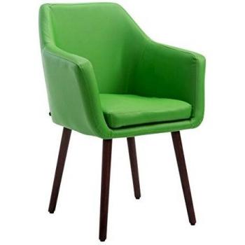 CLP Chaise Design Scandinave Utrecht avec Accoudoirs Dossier Vert, Noyer
