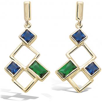 Royal Blue‑Green Sissi Gold Earrings – 22×10 mm
