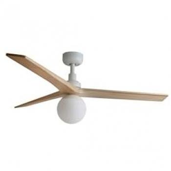 Klim Medium White and Light Oak DC Ceiling Fan with Light Ø125cm