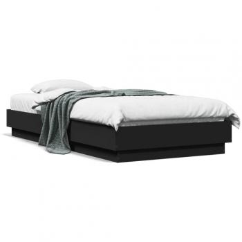 Bed Frame with LED Lights Black 75x190 cm Small Single