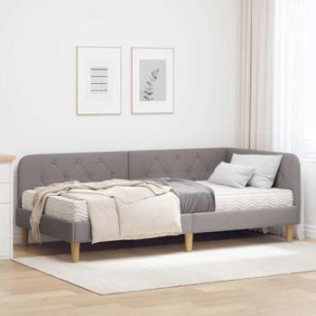 VidaXL Lit d'angle taupe 90 x 200 cm, cadre et matelas en tissu