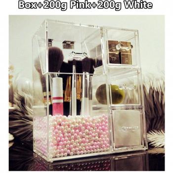 Acrylic Beauty Organizer with Pearls and 3 Drawers