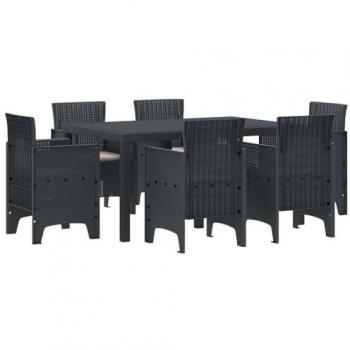 Ensemble de repas extérieur 7 pcs en rattan gris